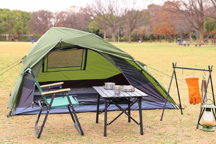 OUTDOOR MANのワンタッチアシメテント