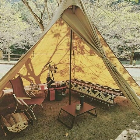 ペンドルトンのキャンプコーデ