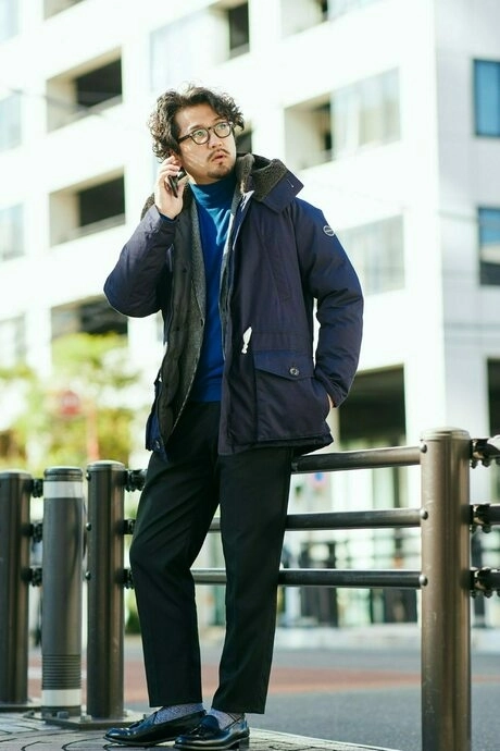 ベンタイルパーカー着用の男性