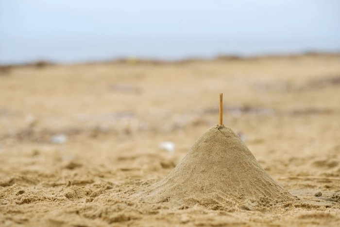 海の浜辺の砂で遊んでいる画像