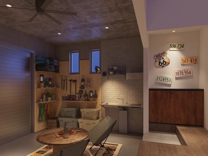 賃貸 分譲のマンションにはないアウトドアなガレージライフ 夢の戸建てがノマディカとのコラボで誕生 キャンプ アウトドア情報メディアhinata