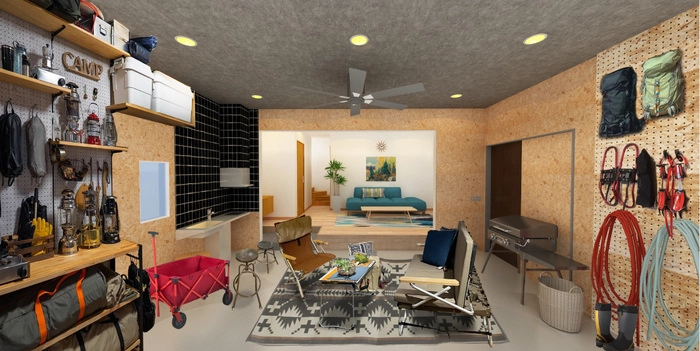 賃貸 分譲のマンションにはないアウトドアなガレージライフ 夢の戸建てがノマディカとのコラボで誕生 キャンプ アウトドア情報メディアhinata