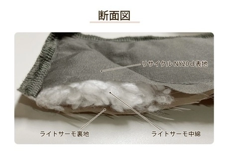 キルティングパンツの断面図