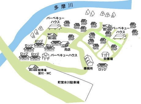 氷川キャンプ場のマップ