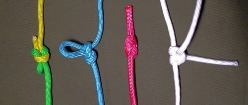 ロープの結び方の基本形4種の写真