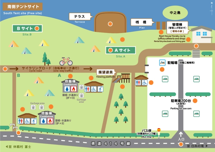 田貫湖キャンプ場のキャンプ場マップ