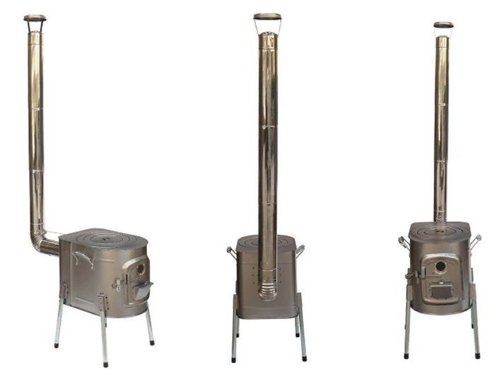 小川 ちびストーブ 延長煙突3本とグローブ付き 薪ストーブ、キャンプ用品