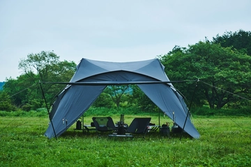 豪雨に負けない耐水圧7,000mm!設営最短10分の「大型シェルター」でゆとりのファミリーキャンプを実現