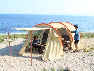 カマボコテントミニで少人数でもトンネルテントを♪