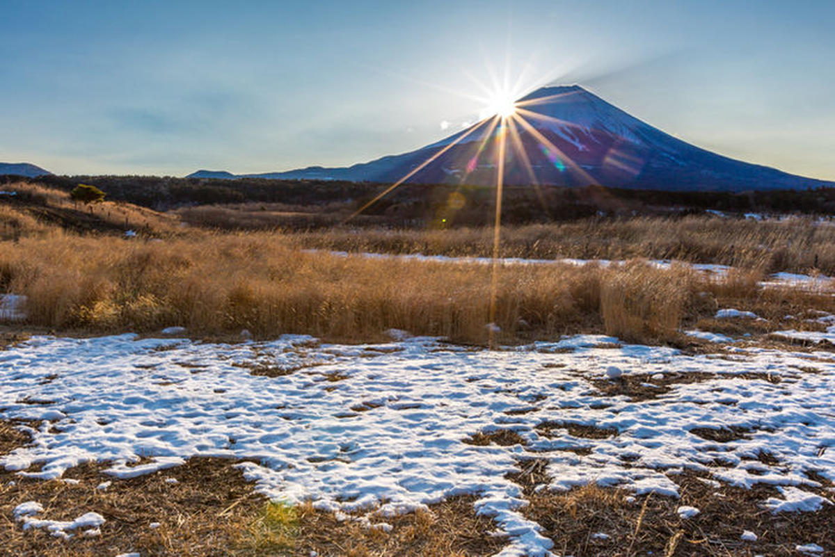 富士山越しの初日の出の様子