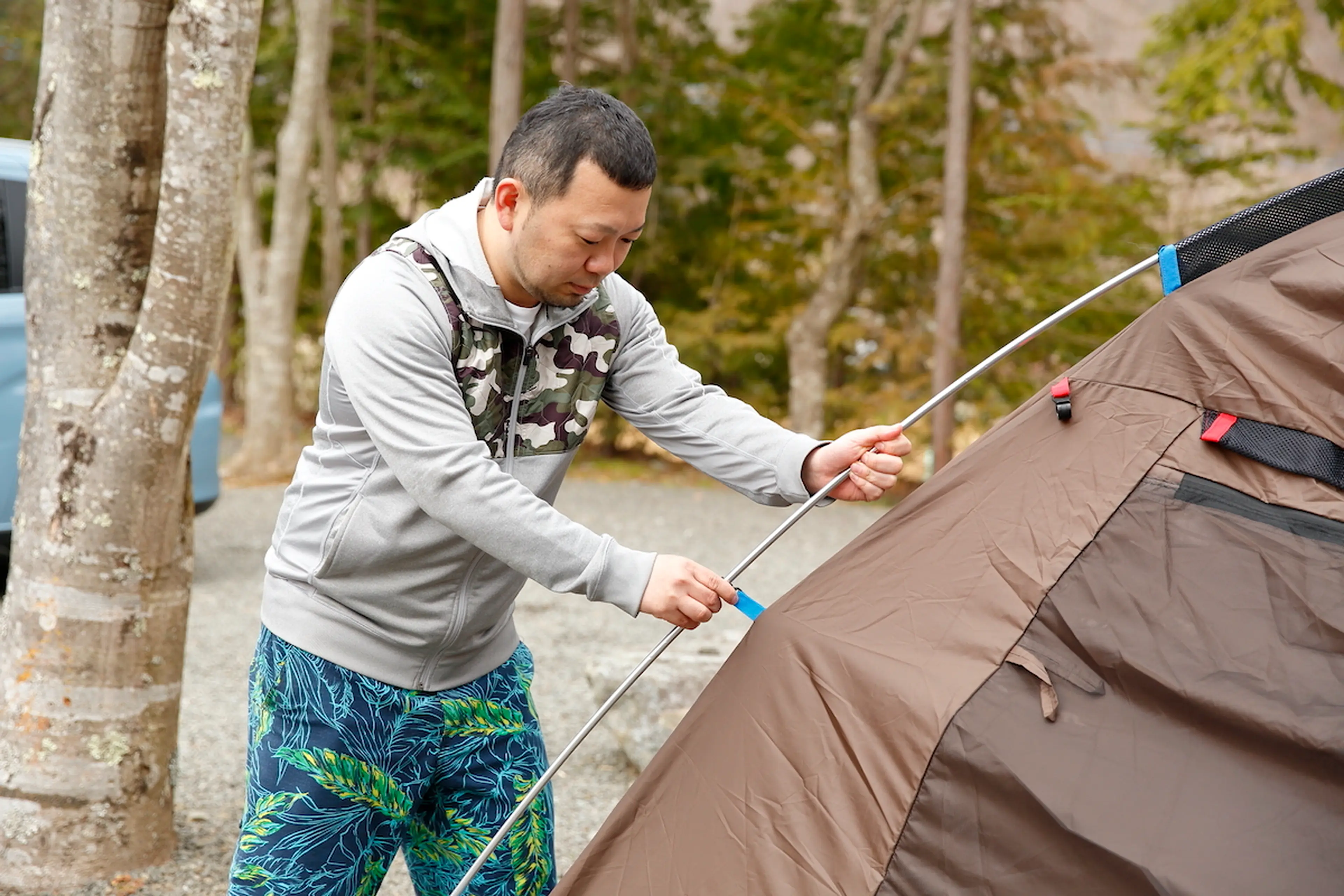 大人一人で簡単に設営できる！ファミリーキャンプにピッタリのテントと