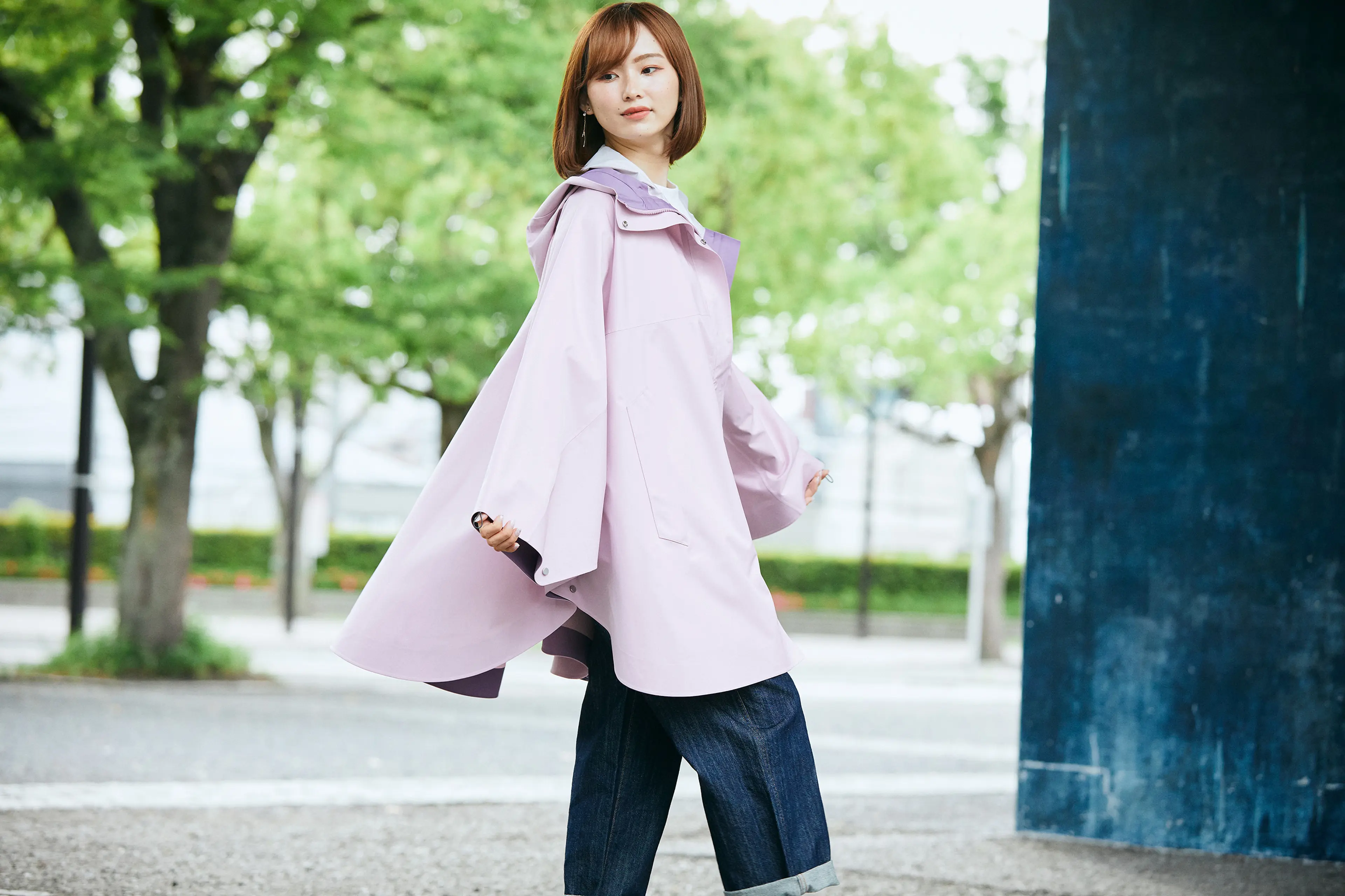 美品】エーグル ポンチョ ピンク AIGLE エーグル レインポンチョ