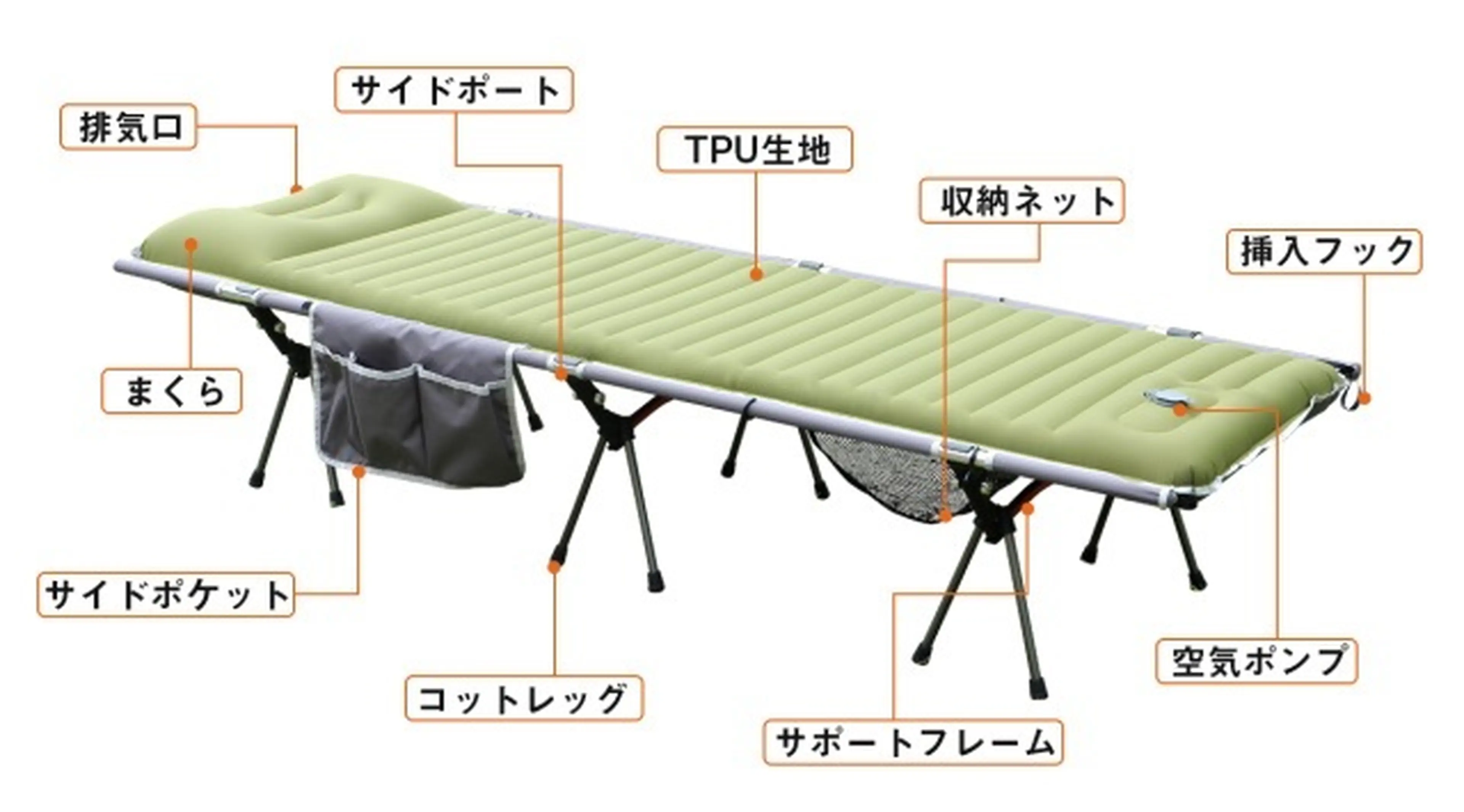 まるで無重力！？コットとエアマットが融合した「エアーキャンプコット