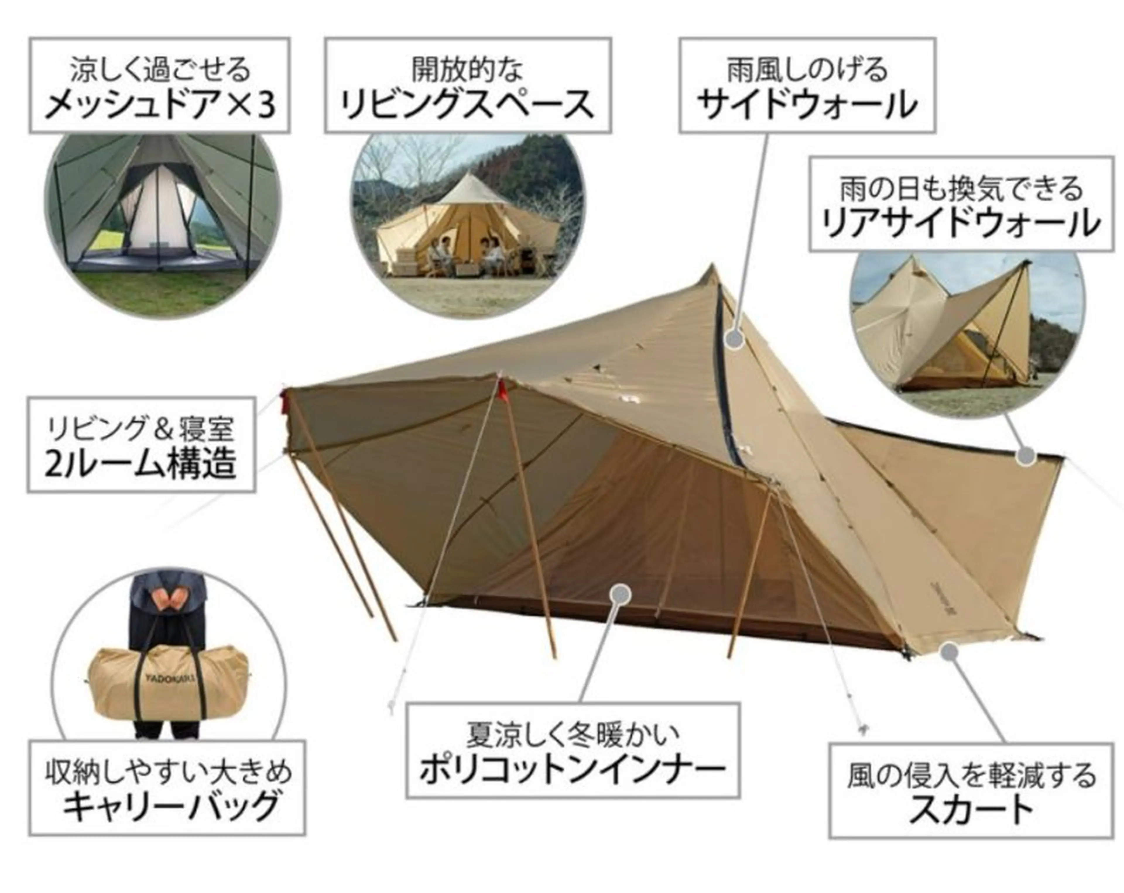 DOD「ヤドカリテント」に改良点や新色追加！注目が高まる2ルーム