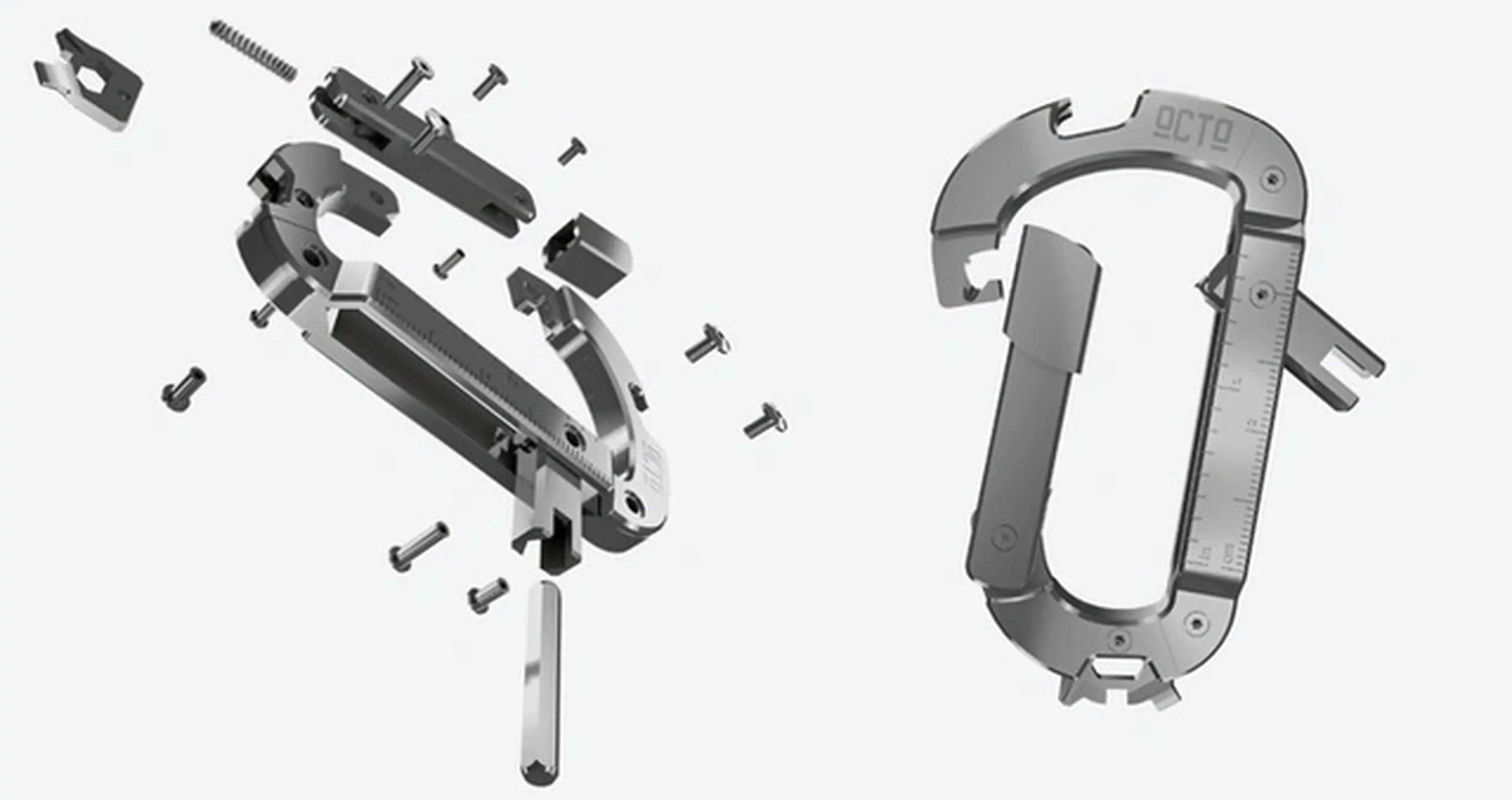 まさにぶら下げる工具箱！18種の機能を持つ「オクトカラビナ」は